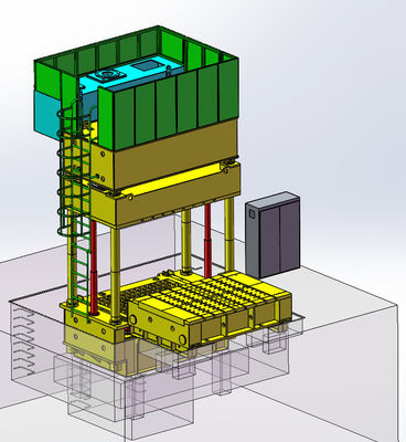 เครื่องกดไฮดรอลิกแบบลึกสี่คอลัมน์พร้อมโต๊ะทำงานเคลื่อนย้ายได้ 200ton 2300x1300mm